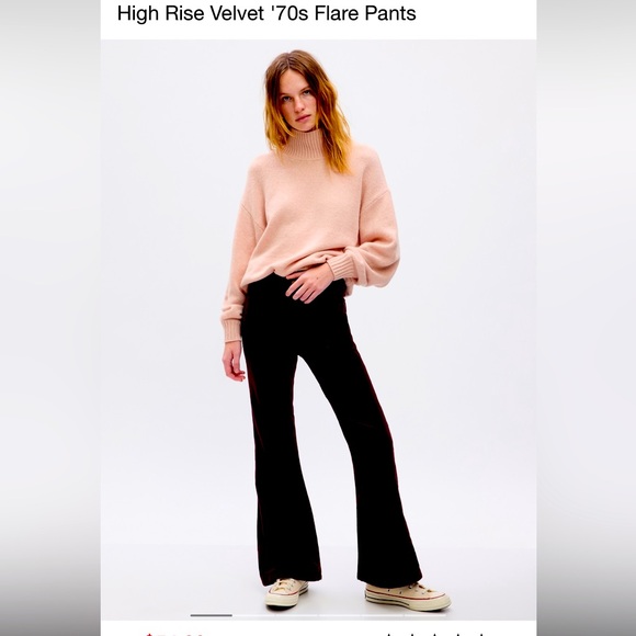 GAP High Rise Velvet ‘70s Flare Pants - Picture 1 of 3